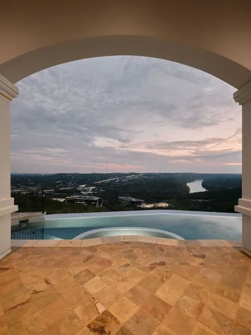 a view of a city with a lake