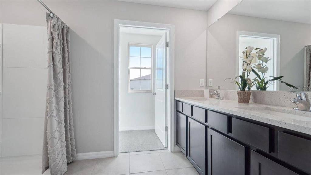 17493 Acorn Drop Road Land O Lakes, FL 34638 - Photo 14 of 23 a bathroom with a double vanity sink and a mirror