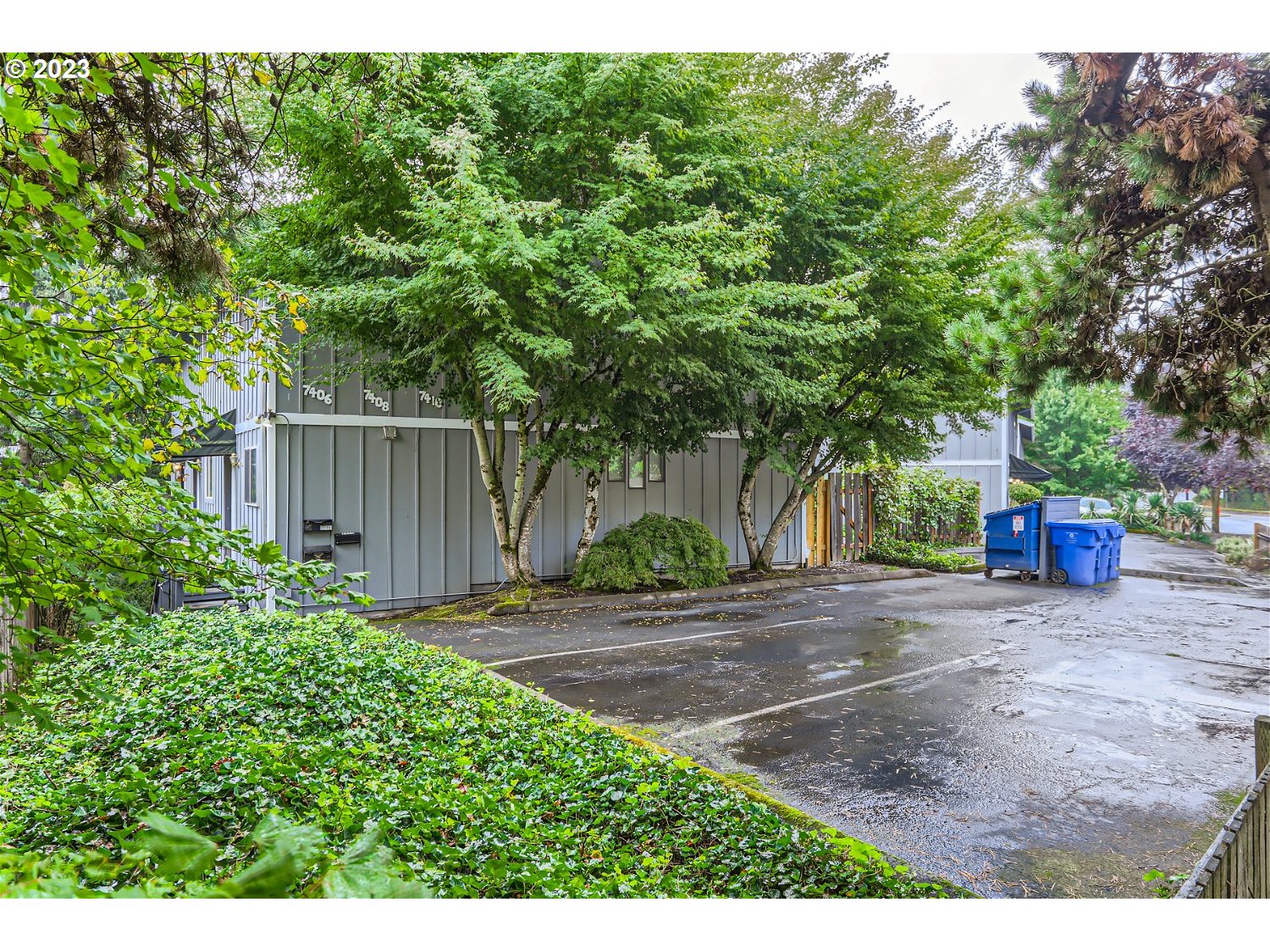 7410 South Virginia Avenue Portland, OR 97219 - Photo 25 of 27 a view of a backyard with large trees and plants