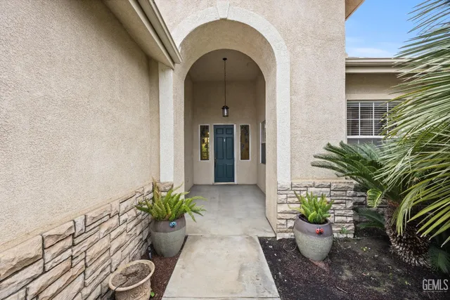 a potted plant sitting in front of a house