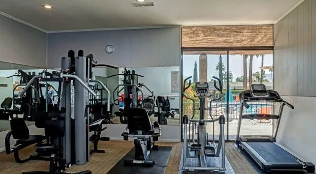a view of a room with gym equipment