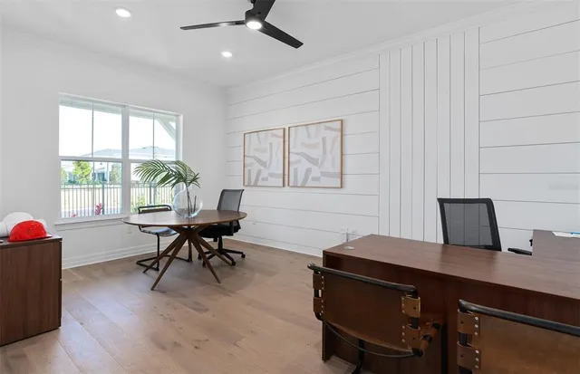a table and chairs in a room
