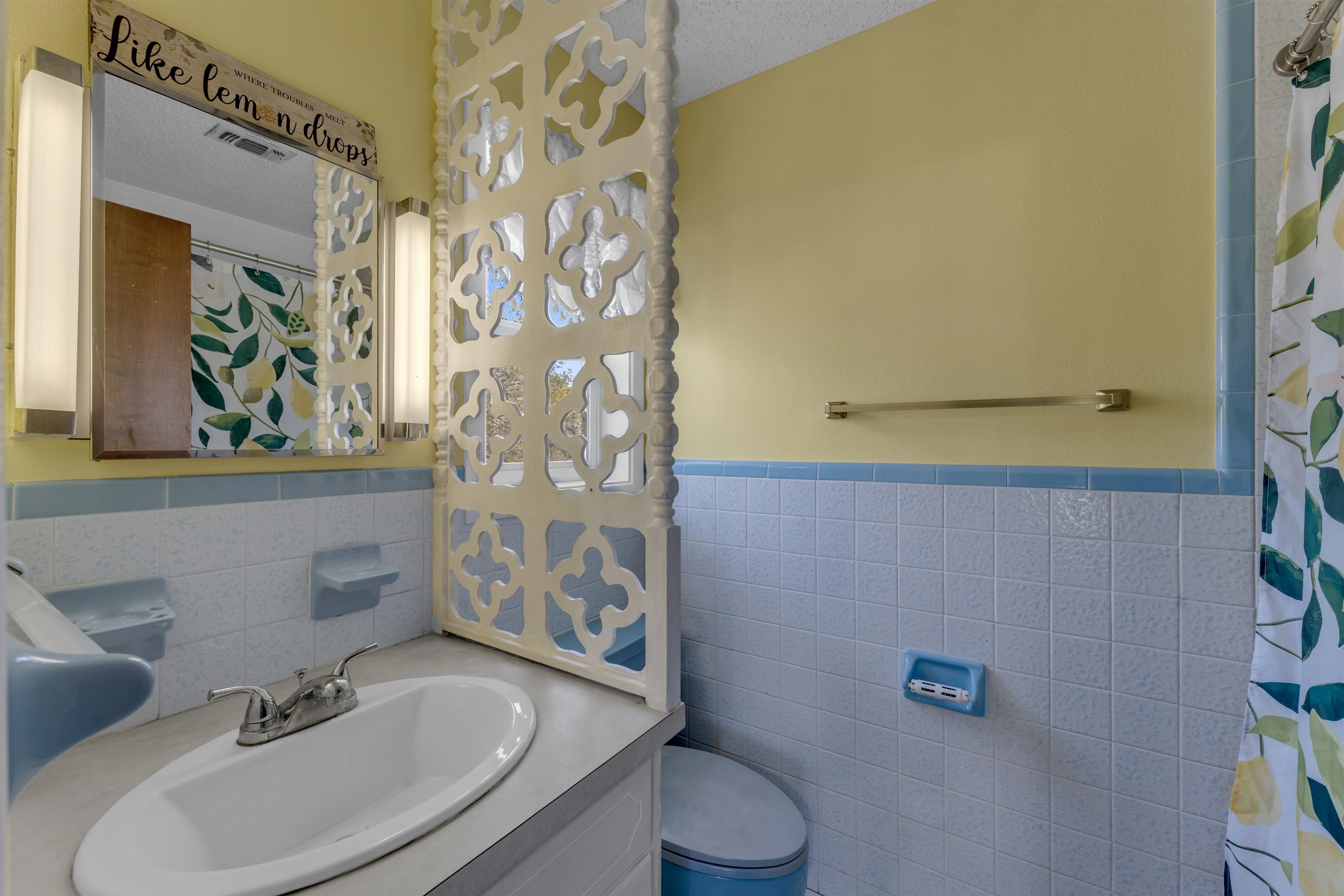 301 Wood Forest Road Kingsland, TX 78639 - Photo 18 of 32 a bathroom with a sink a toilet and shower curtain