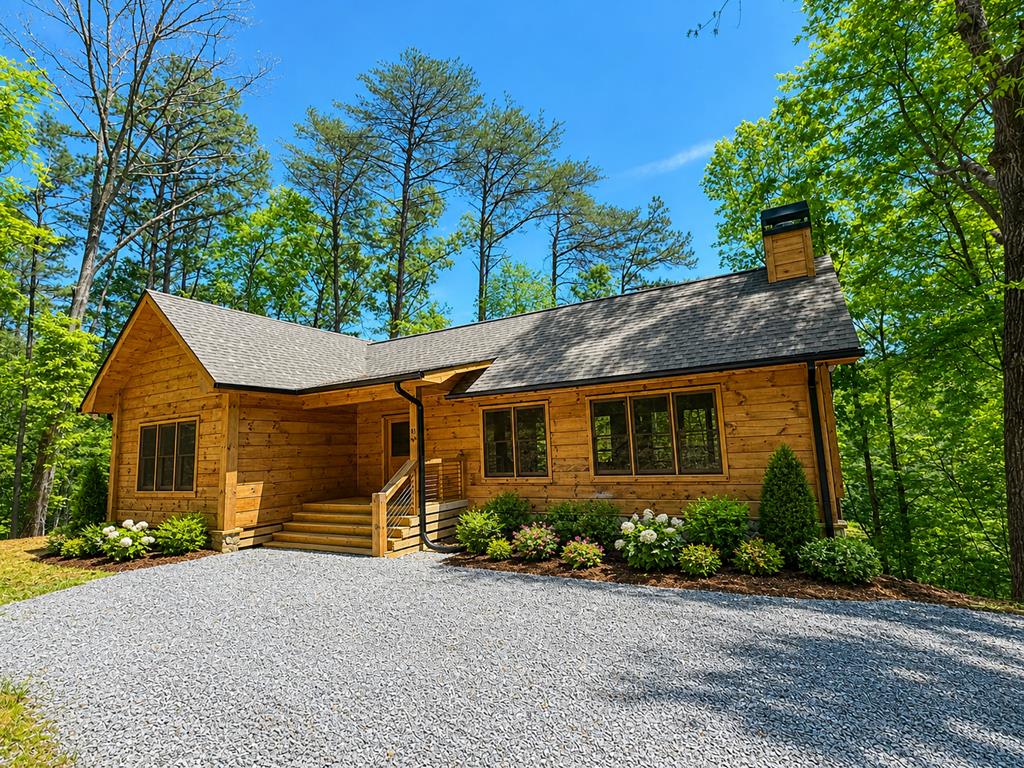 85 Moreland Trail Blue Ridge, GA 30513 - Photo 1 of 56 a view of a house with brick walls plants and large trees