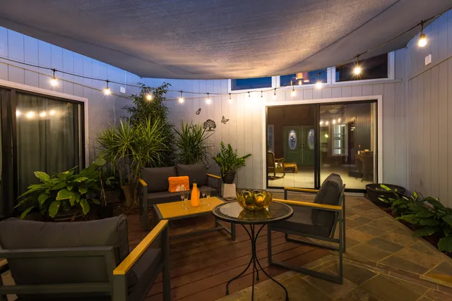 a outdoor space with furniture