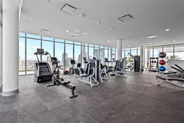 a view of a room with gym equipment
