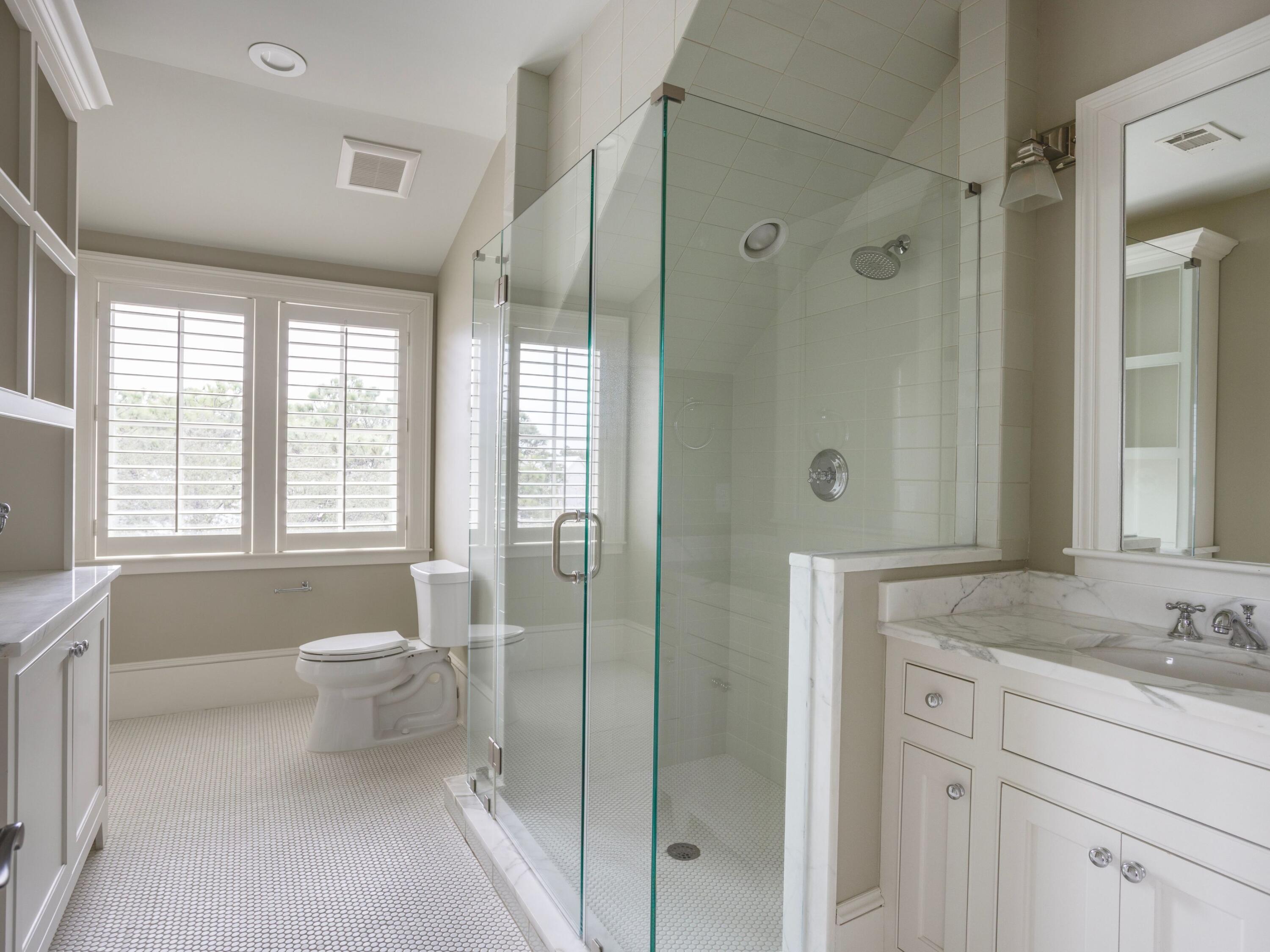 116 Wiregrass Way Santa Rosa Beach, FL 32459 - Photo 37 of 52 a bathroom with a granite countertop sink toilet and shower