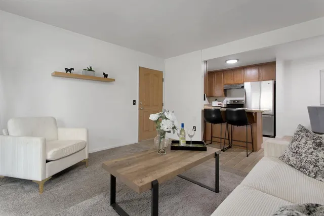 a living room with furniture and a couch