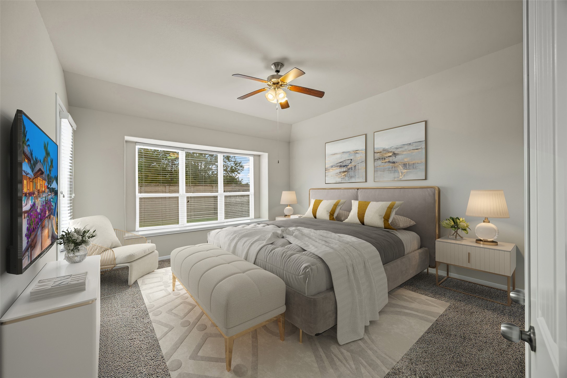 4438 Selwyn Road Richmond, TX 77407 - Photo 14 of 23 a bedroom with a bed and a flat screen tv