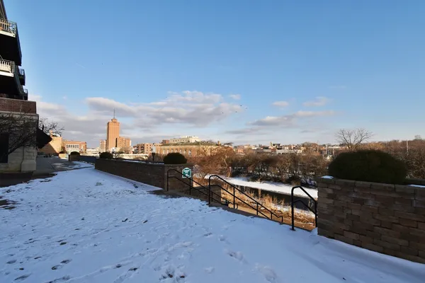 a view of a terrace with a bench