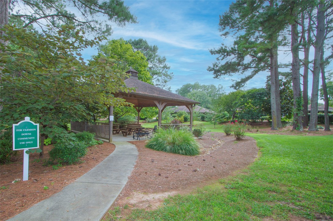 52 Hickory Way Clemson, SC 29631 - Photo 43 of 49 This community gathering area offers a charming gazebo with ample seating, perfect for outdoor enjoyment.