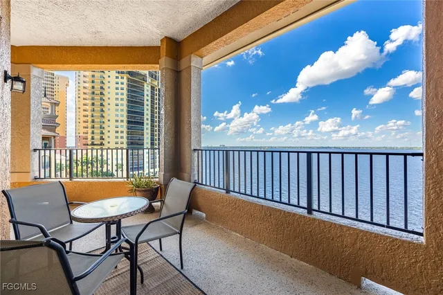 a view of a room with a large window