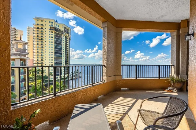 a view of balcony with a potted plant