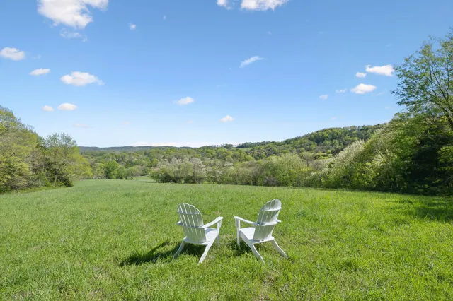 a view of outdoor space with trees all around