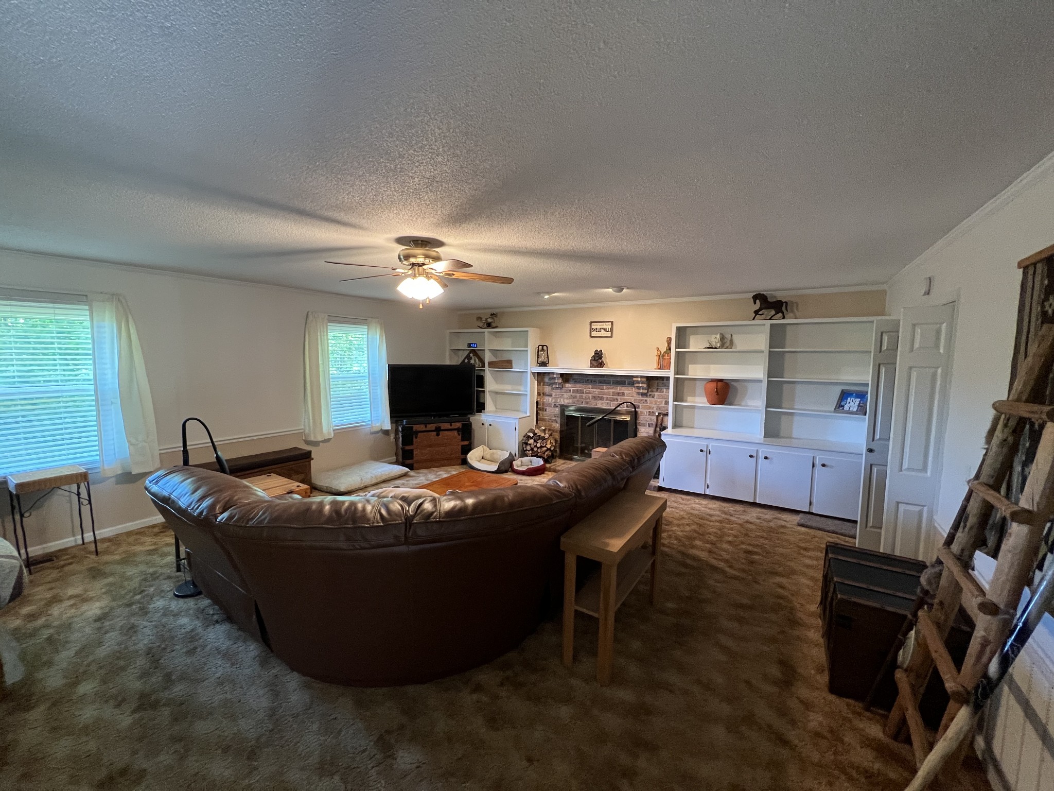 810 Rabbit Branch Road Shelbyville, TN 37160 - Photo 6 of 17 a living room with furniture a flat screen tv and a fireplace