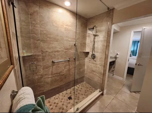 a bathroom with a shower