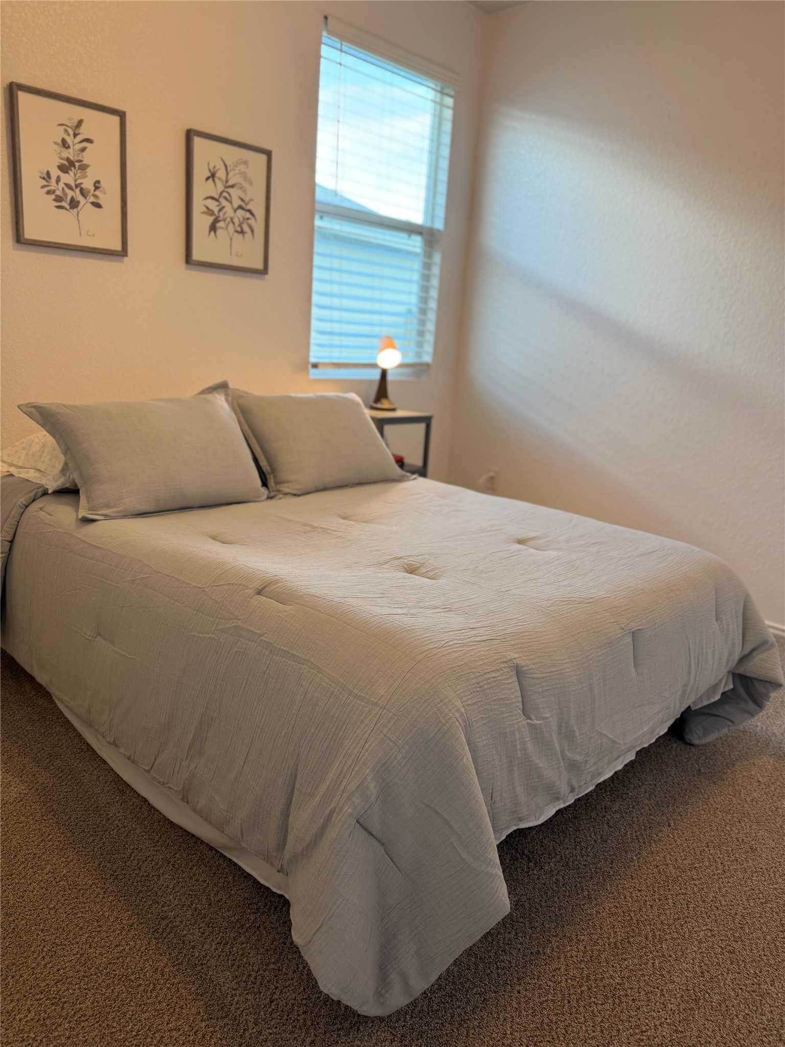 14907 Retha Pass Austin, TX 78725 - Photo 2 of 22 A well-lit bedroom features plush carpeting and a serene atmosphere, perfect for rest.
