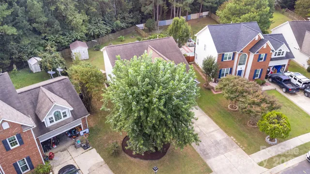 an aerial view of a house