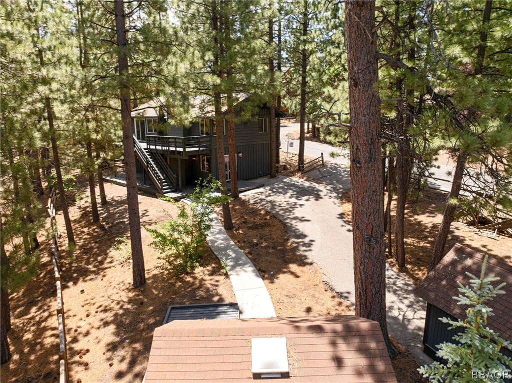 39596 Forest Road Big Bear Lake, CA 92315 - Photo 5 of 50 a view of a yard with plants and trees