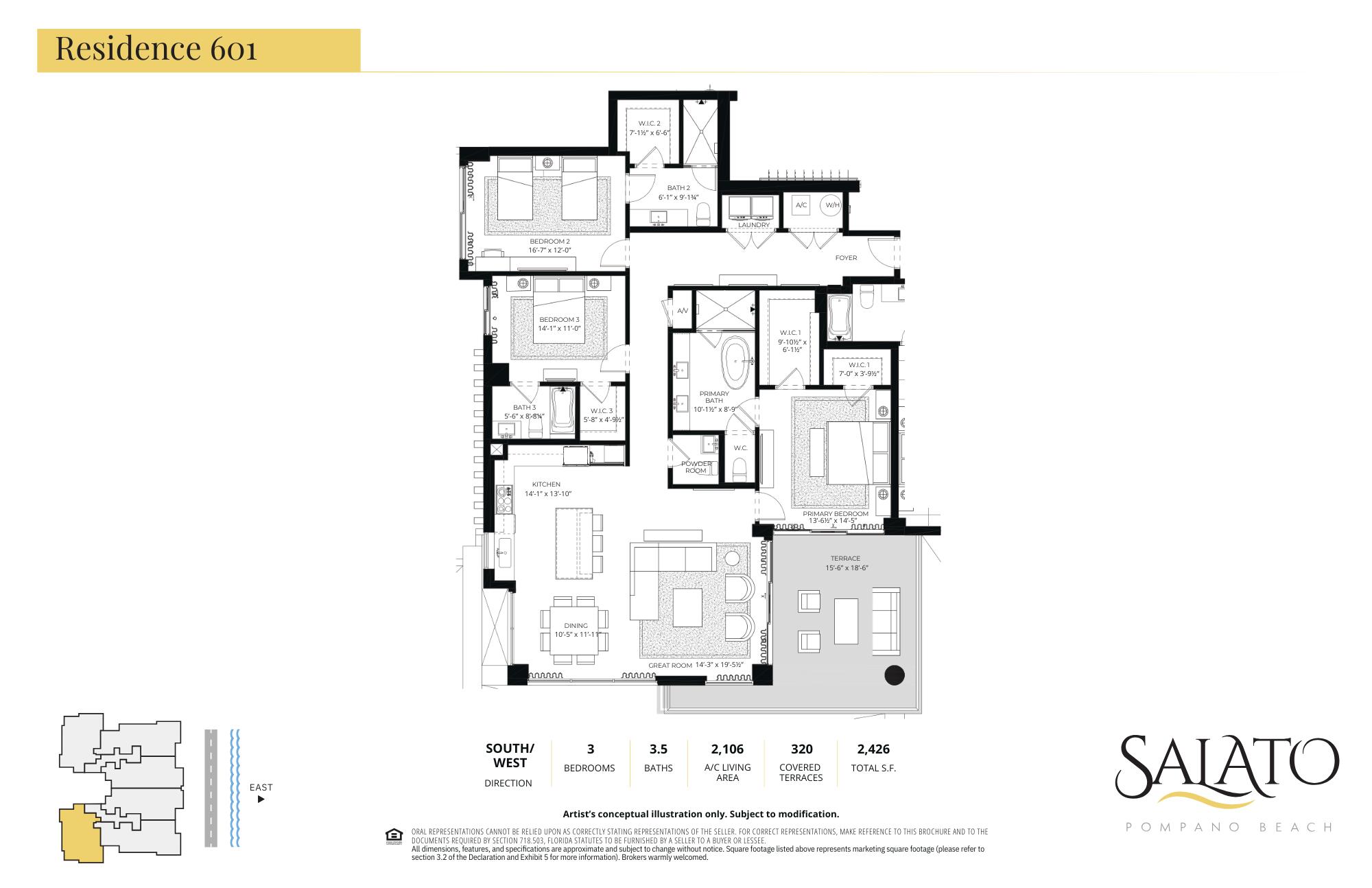 305 Briny Avenue, Unit 601 Pompano Beach, FL 33062 - Photo 24 of 24 Floorplan