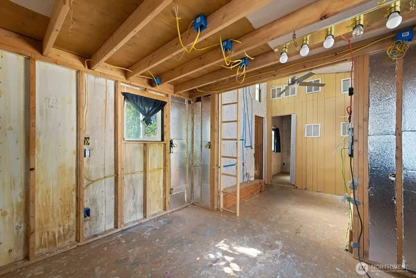 a view of a hallway with closet