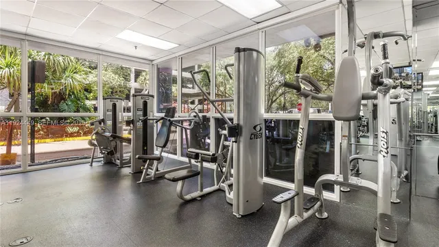 a view of a room with gym equipment