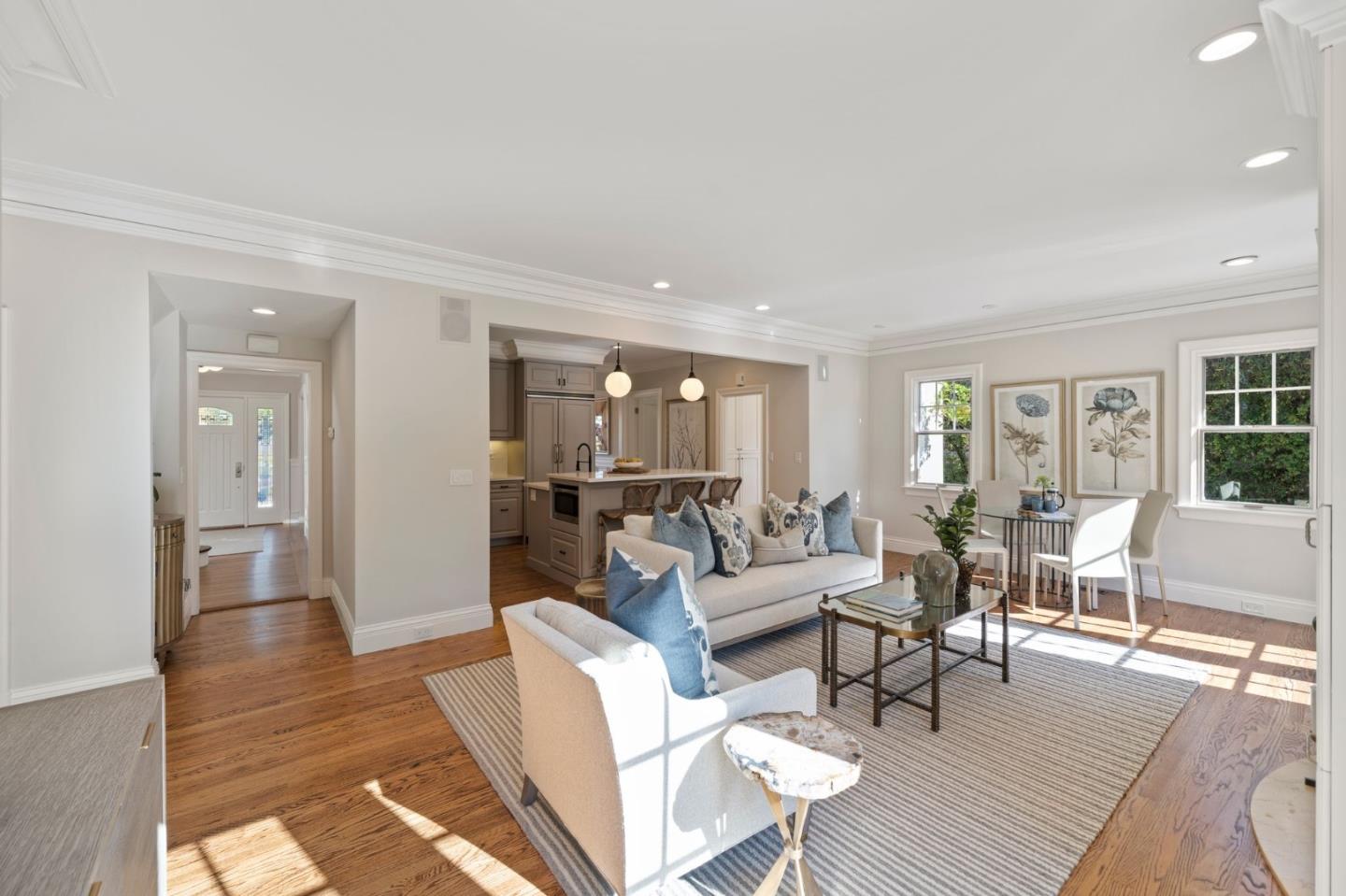 445 Hillcrest Road San Mateo, CA 94402 - Photo 13 of 41 a living room with fireplace furniture and a wooden floor