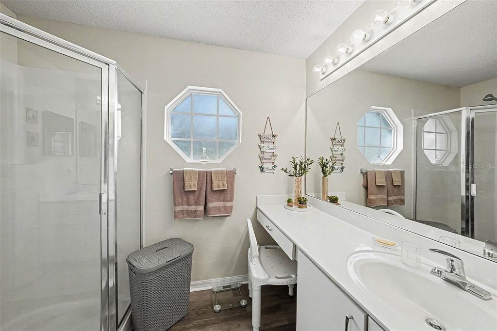 3267 Guava Lane Spring Hill, FL 34609 - Photo 18 of 30 a spacious bathroom with a sink a mirror a bathtub and shower