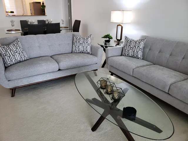 a living room with furniture