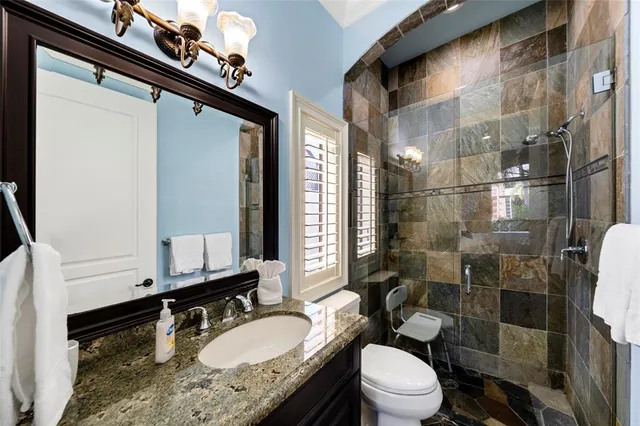 an aerial view of a house with a garden