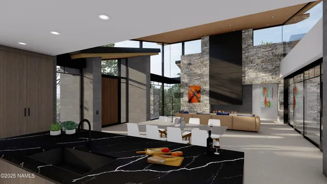 a room with furniture and a fireplace