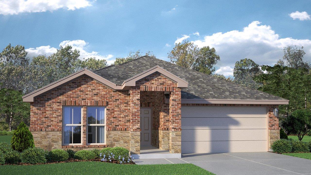 243 Water Wl Road Burnet, TX 78611 - Photo 1 of 23 Brick and stone façade residence featuring a grey shingle roof