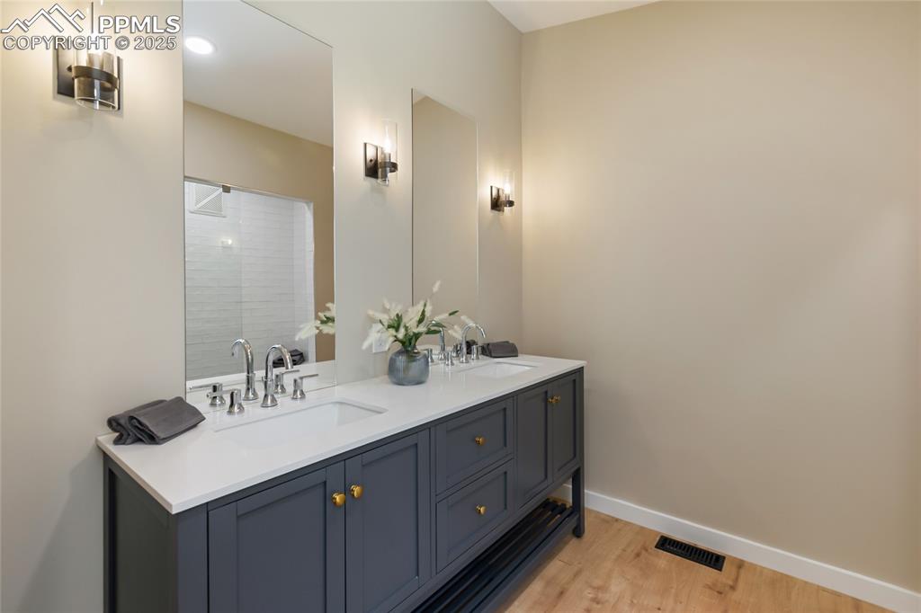 1320 Spring Valley Drive Colorado Springs, CO 80921 - Photo 21 of 46 a bathroom with a sink and a mirror