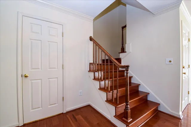 a view of entryway with wooden floor