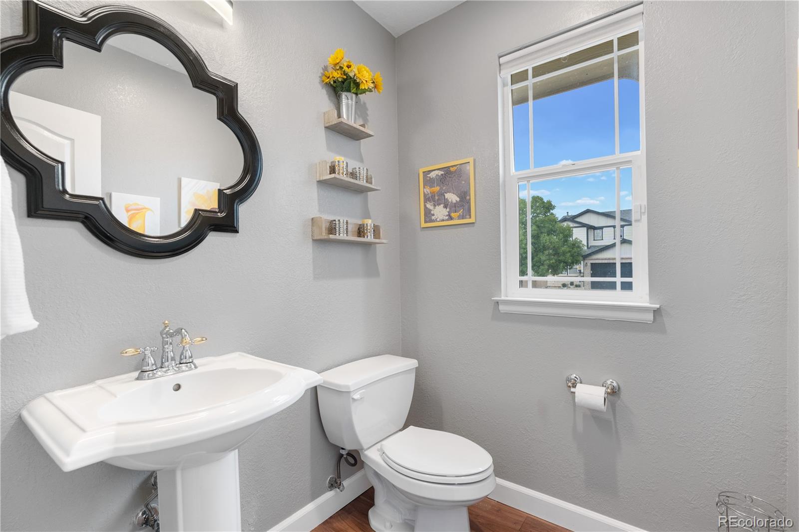 5839 Raleigh Circle Castle Rock, CO 80104 - Photo 23 of 35 a bathroom with a sink a toilet and a mirror