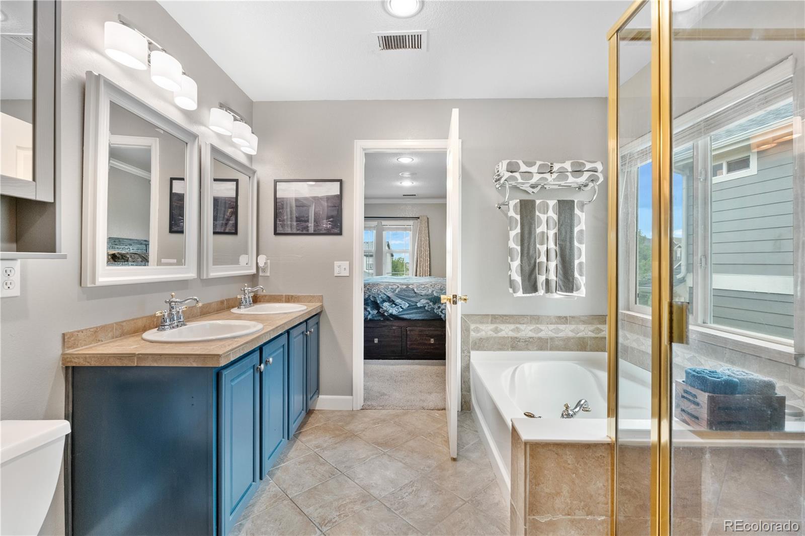 5839 Raleigh Circle Castle Rock, CO 80104 - Photo 30 of 35 a bathroom with a tub sink and mirror