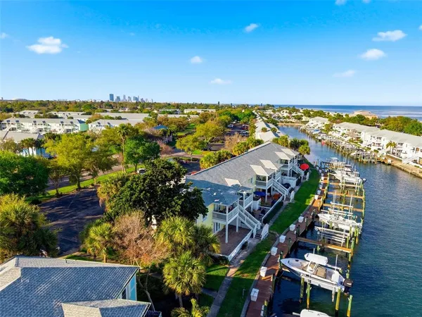 a view of a city and ocean view