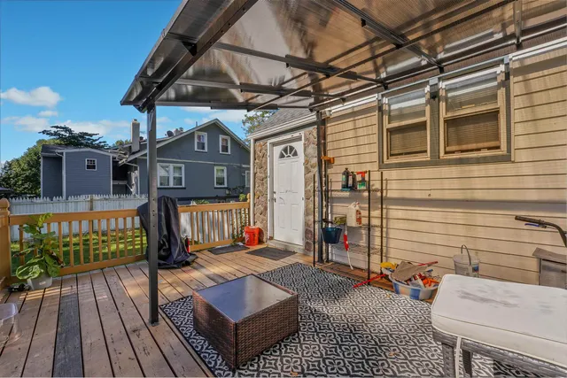 a view of a chairs in a patio