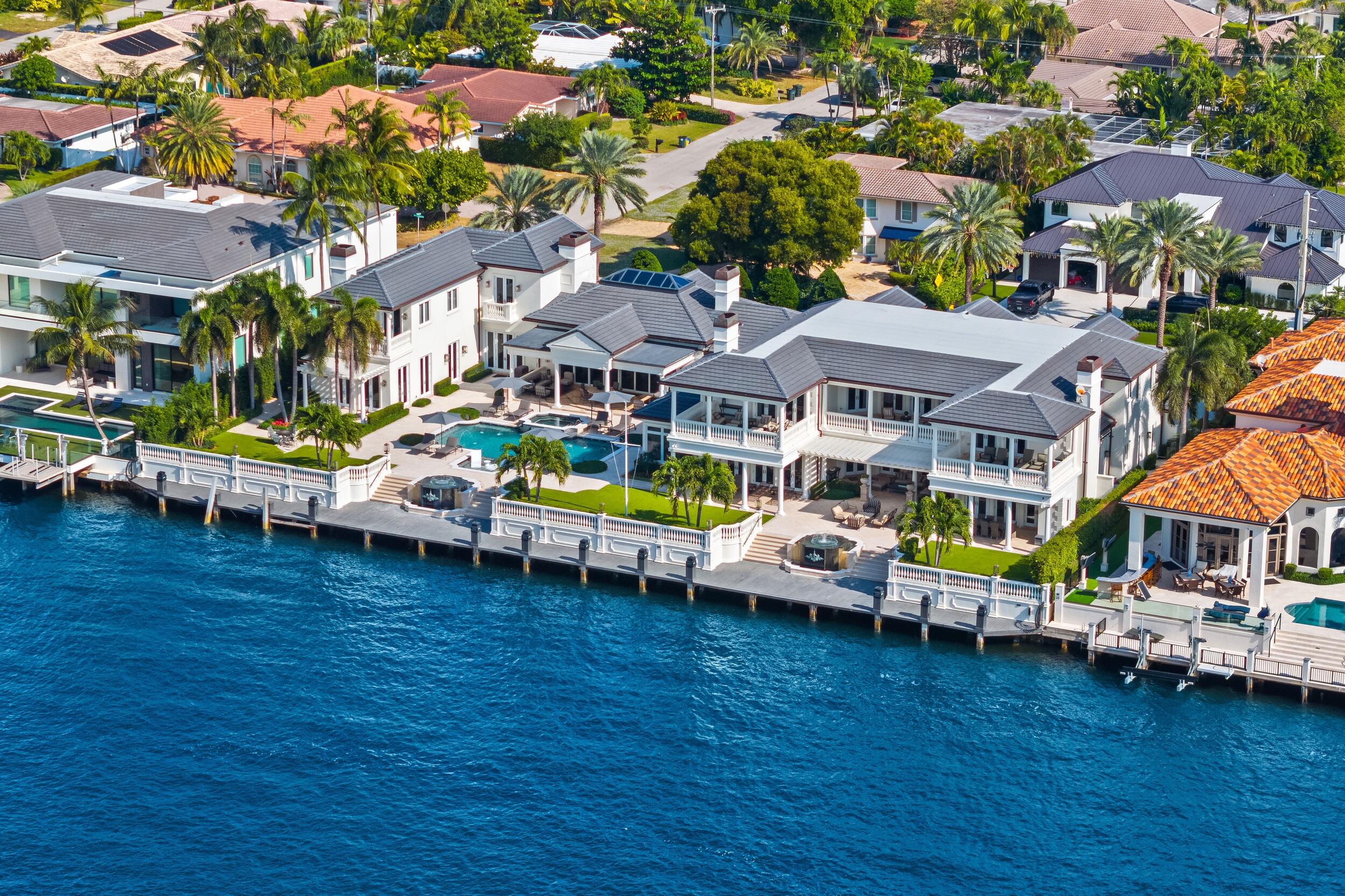 2989 Spanish River Road Boca Raton, FL 33432 - Photo 124 of 130 an aerial view of a house with swimming pool patio and outdoor seating
