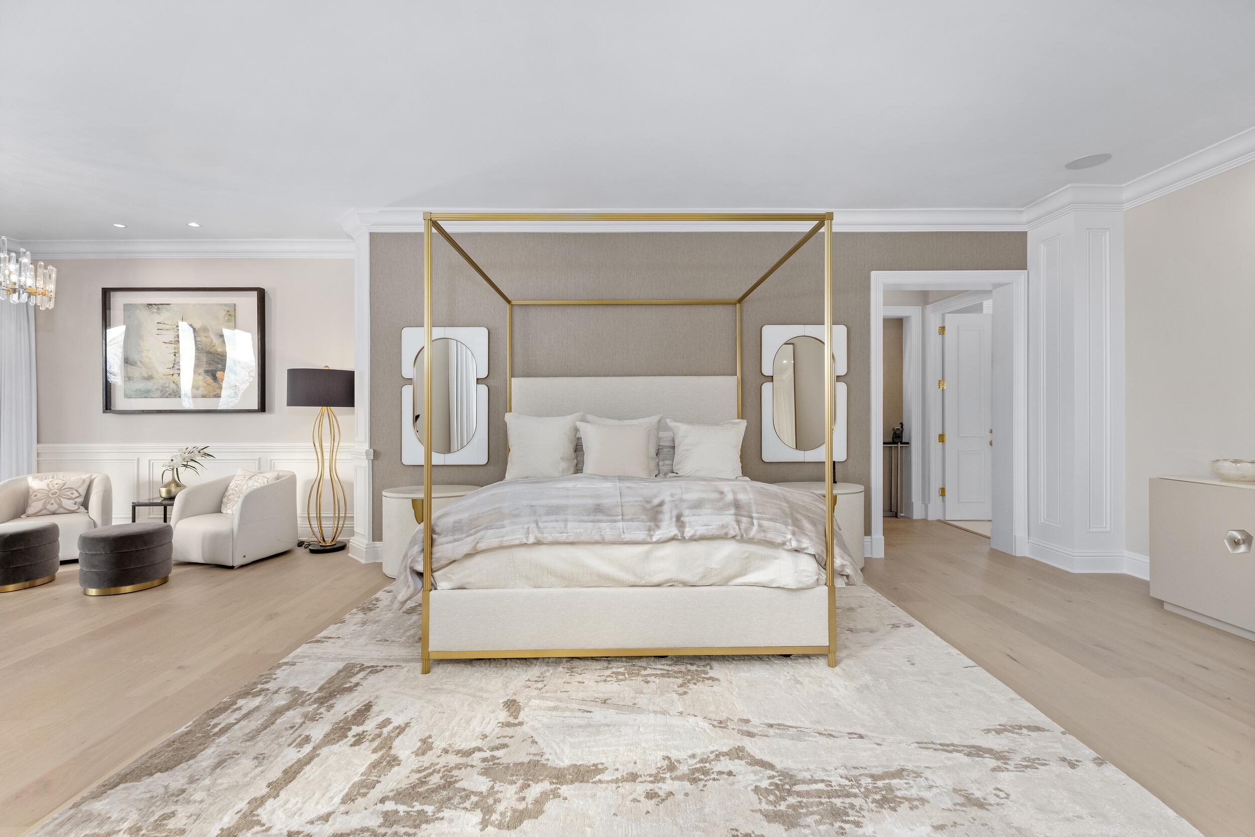 2989 Spanish River Road Boca Raton, FL 33432 - Photo 80 of 130 a large white bed sitting in a bedroom and lamp