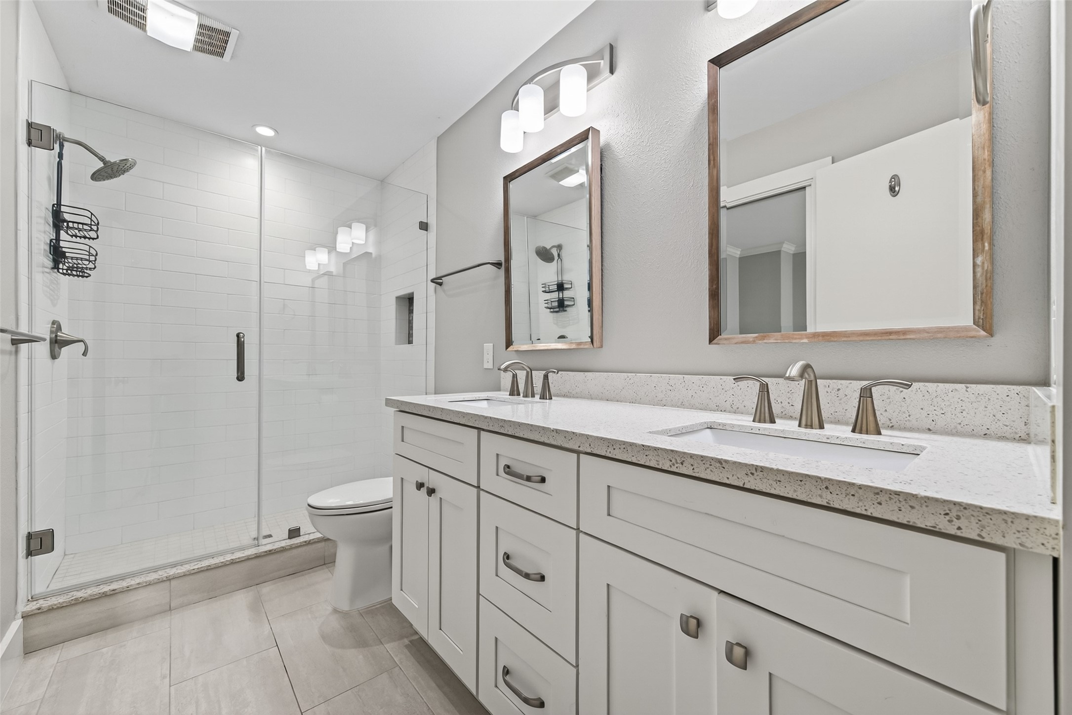 1805 Witte Road, Unit 3 Houston, TX 77080 - Photo 21 of 33 a spacious bathroom with a granite countertop sink a toilet and a shower
