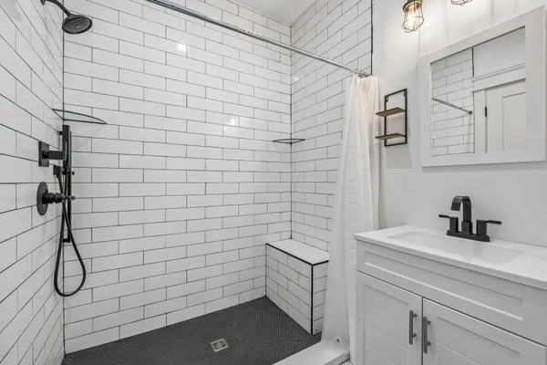 a bathroom with a shower