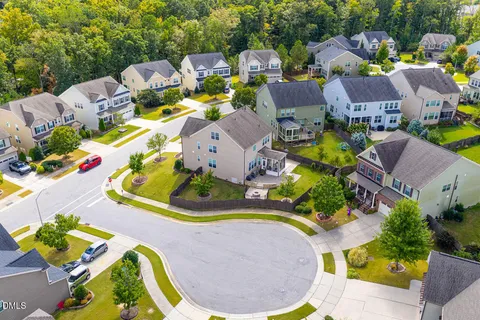 a aerial view of a swimming pool