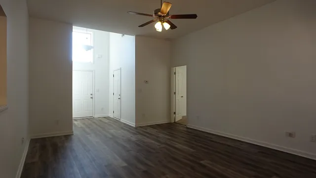 a view of a livingroom with a window
