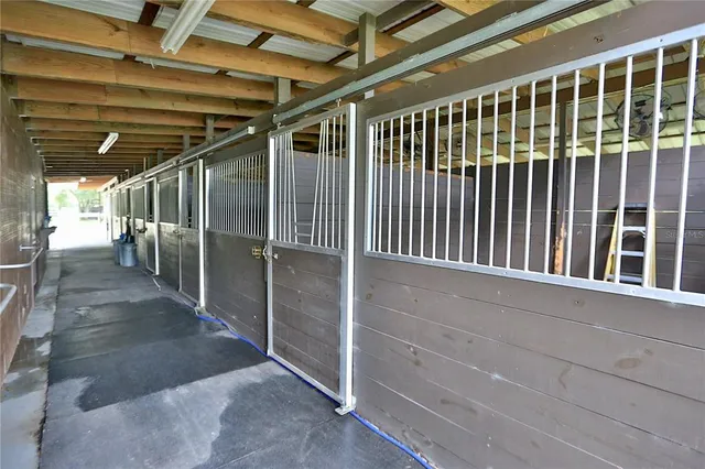 a view of porch with black and white walls