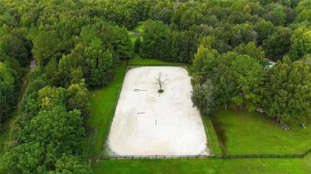 an aerial view of a house