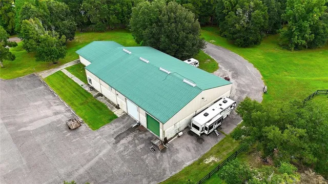 an aerial view of a house
