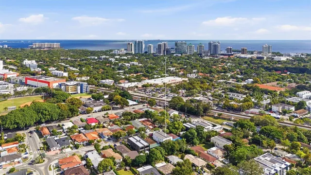 a view of a city and an ocean