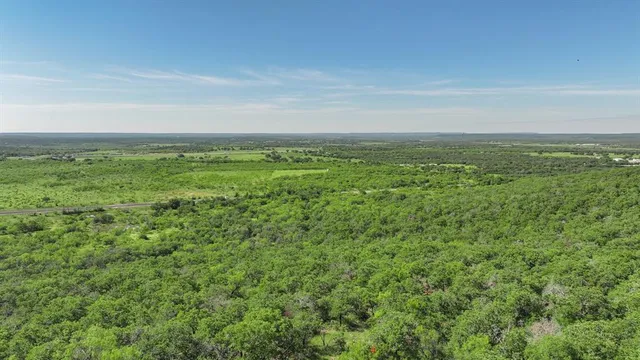 a view of a field with an ocean