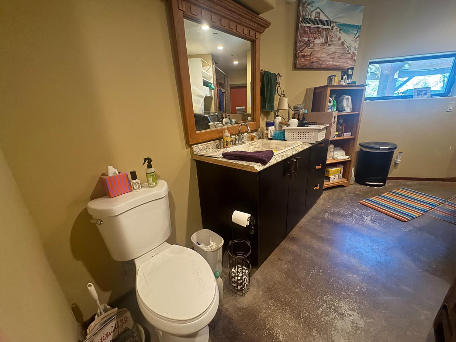 12767 Newtown Road Nevada City, CA 95959 - Photo 17 of 57 a bathroom with a toilet a sink and a mirror